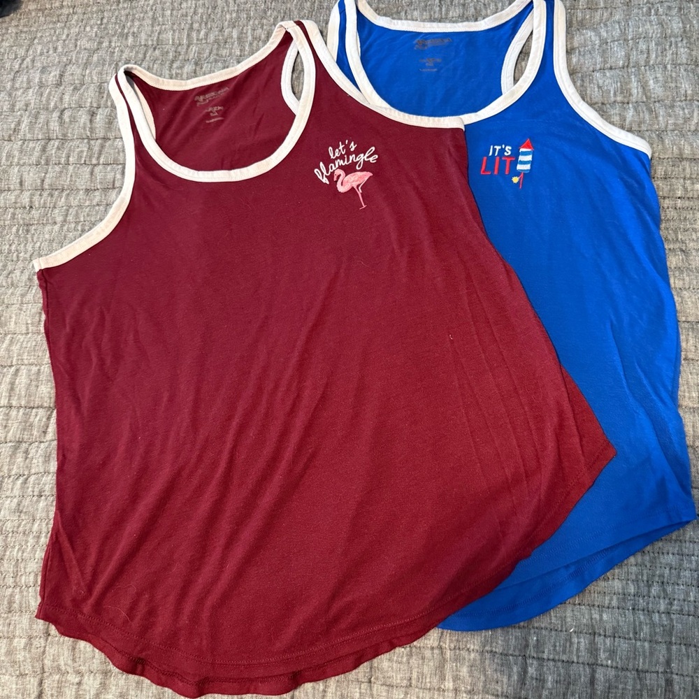 2 piece bundle! Fun tank tops- size L